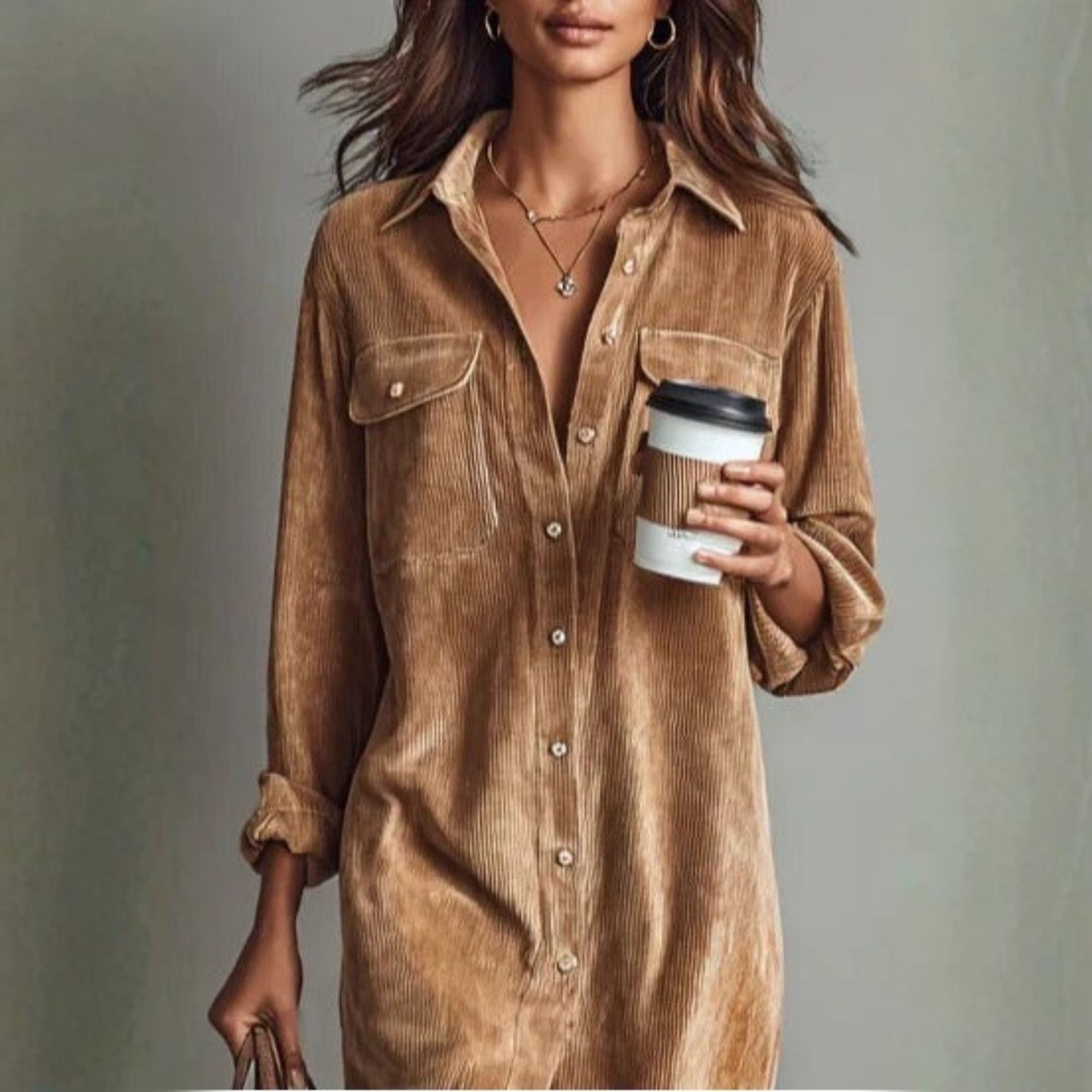 Lena&James™ | Elegant and Flowing Midi Dress in Corduroy