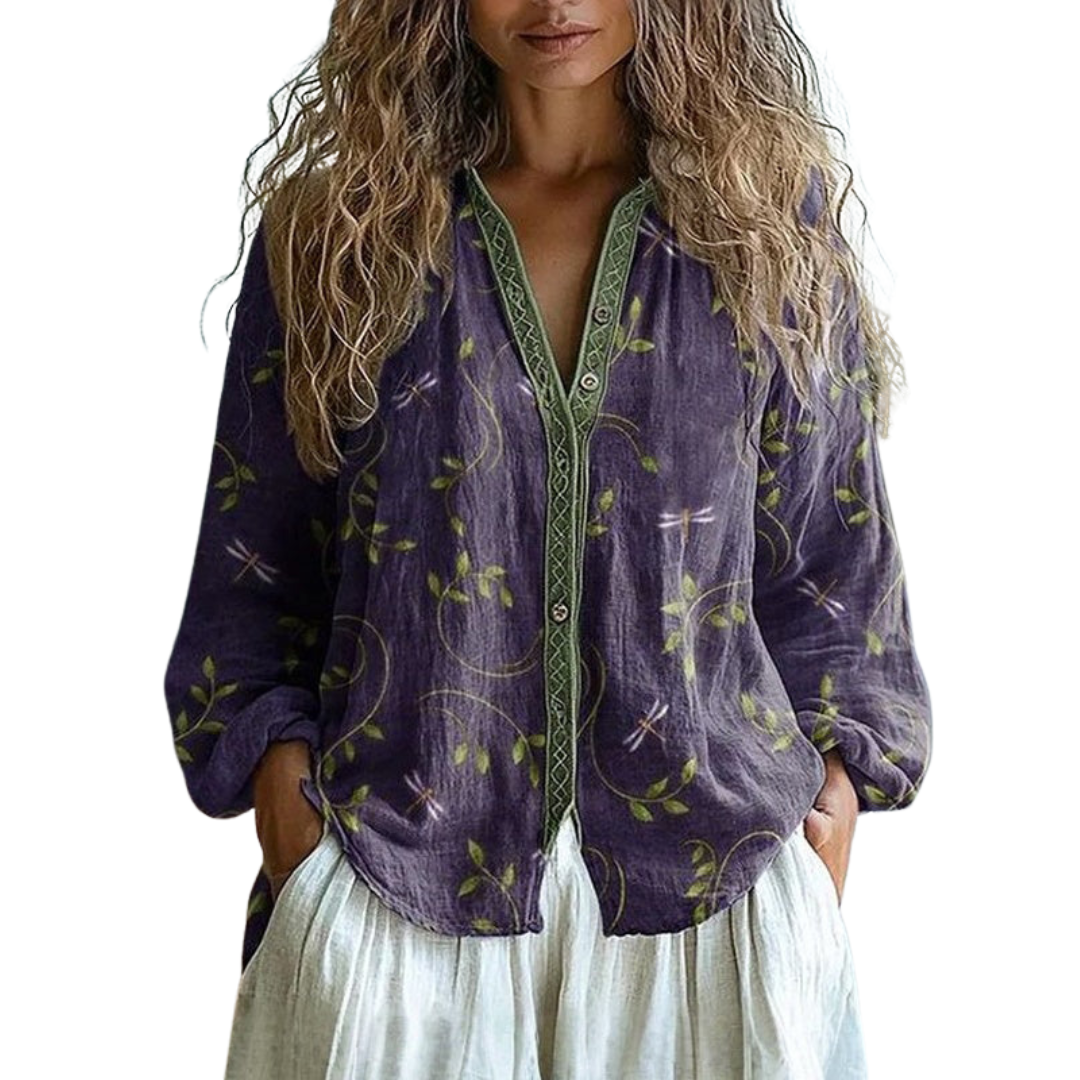 Lena&Rose | Ambre™ - Vintage Leaf Print Blouse