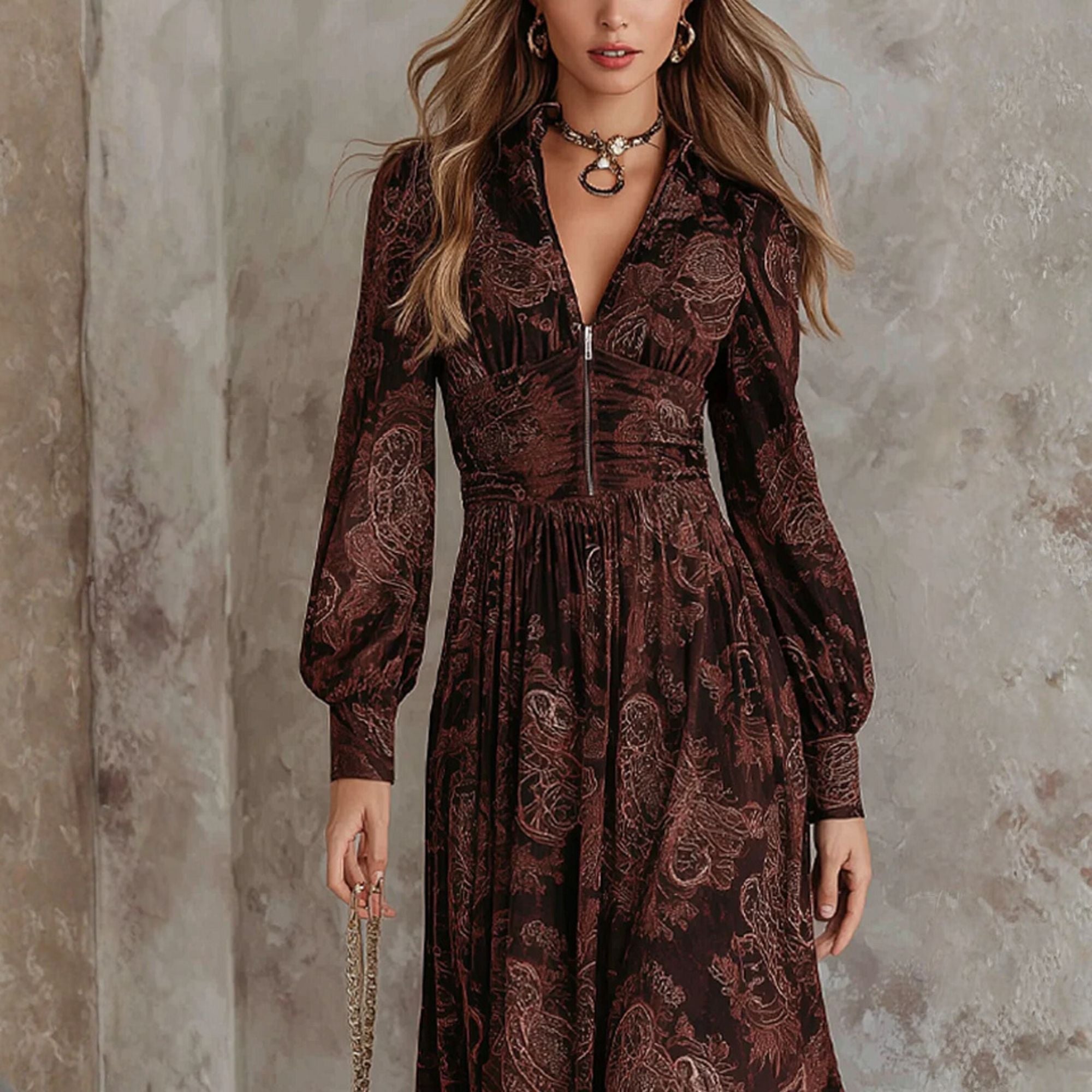 Lena&James™ | Paisley Print Midi Dress