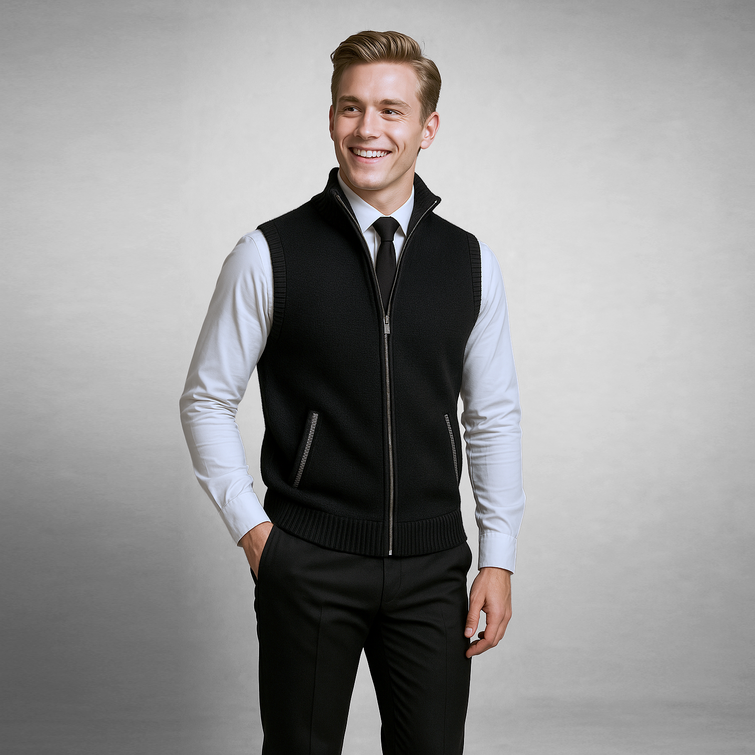 Levan | Knit Vest with Full Zipper