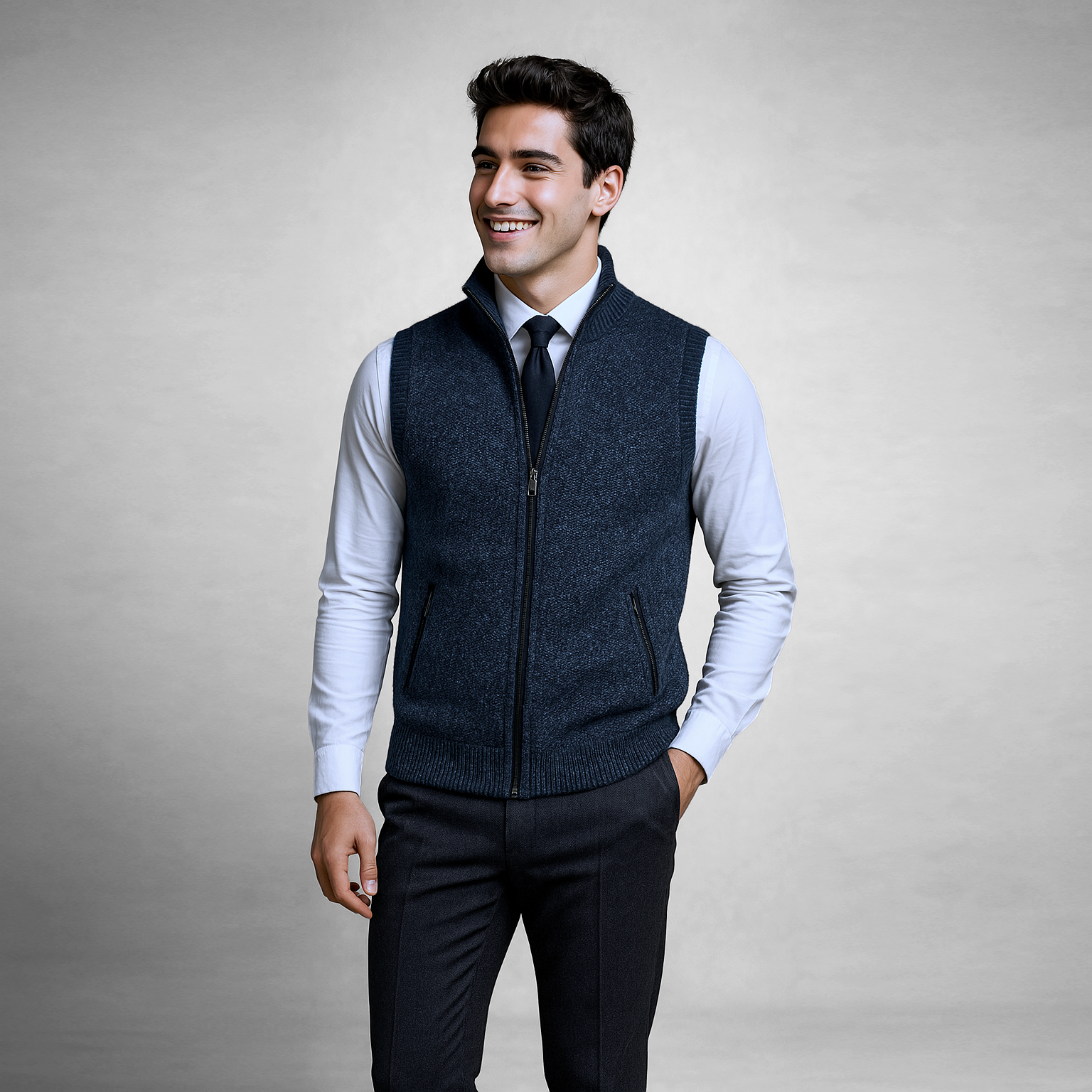 Levan | Knit Vest with Full Zipper