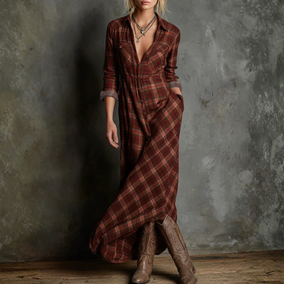 Lena&James™ | Long Checked Dress