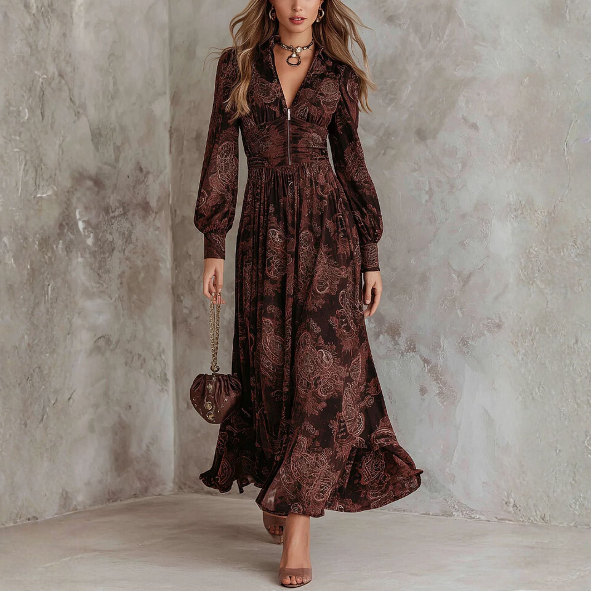 Lena&James™ | Paisley Print Midi Dress