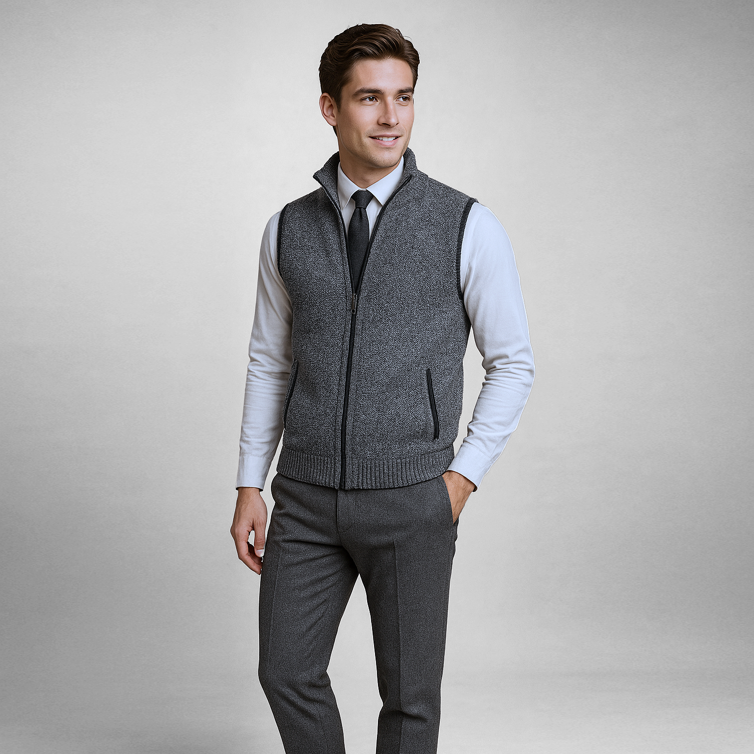Levan | Knit Vest with Full Zipper