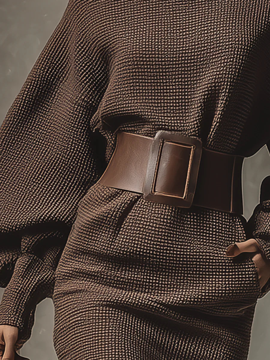 Lena&James™ | Clea - Short knitted dress with structured belt